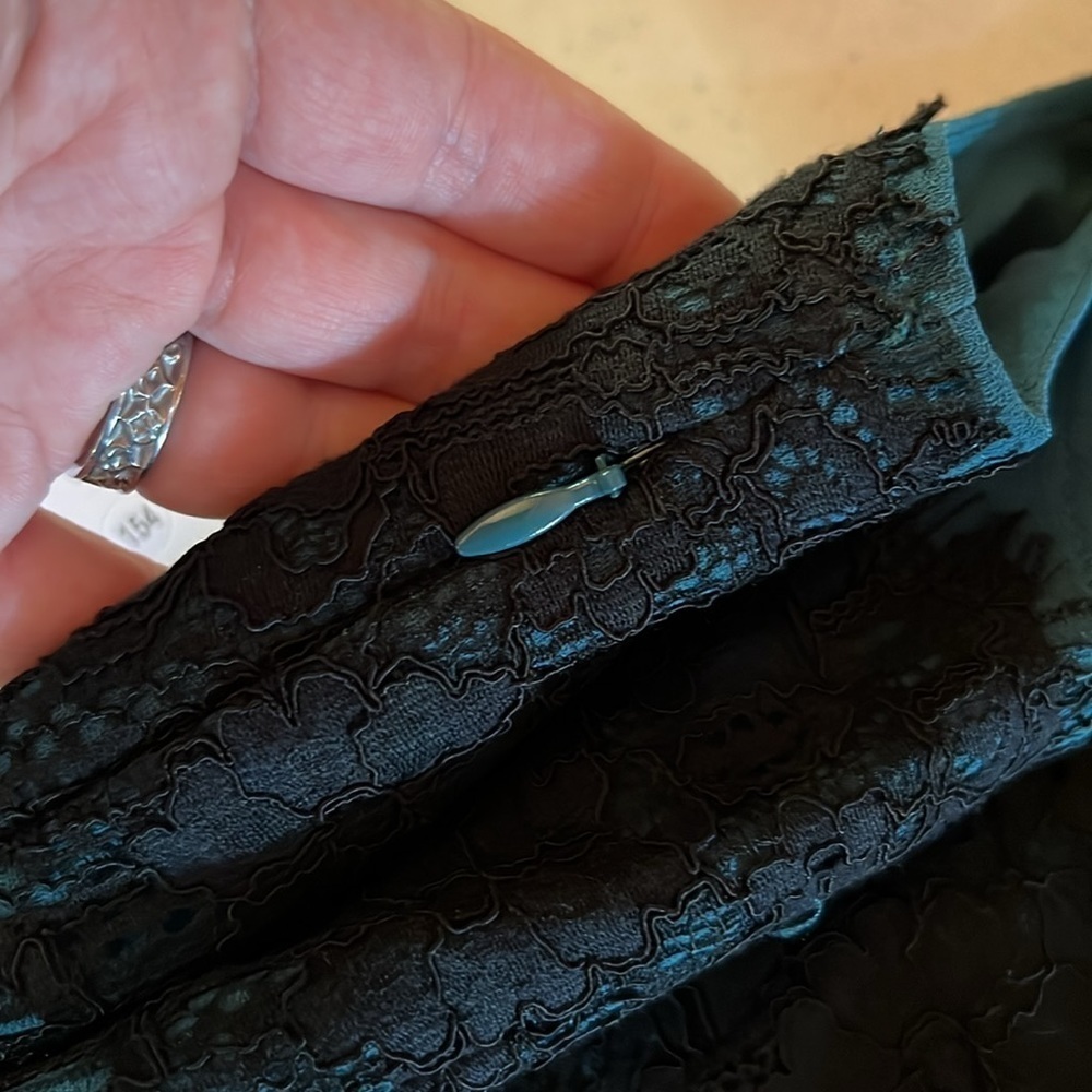 LOFT Teal & Black Lace Sleeveless Fit Flare Dress Size 4 NWT Cocktail - Picture 9 of 9